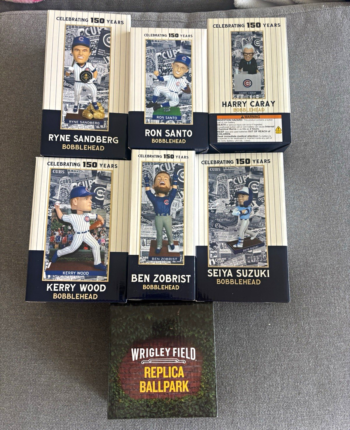 Chicago Cubs Bobblehead Lot Sandberg Santo Caray Wood Zobrist + Ballpark