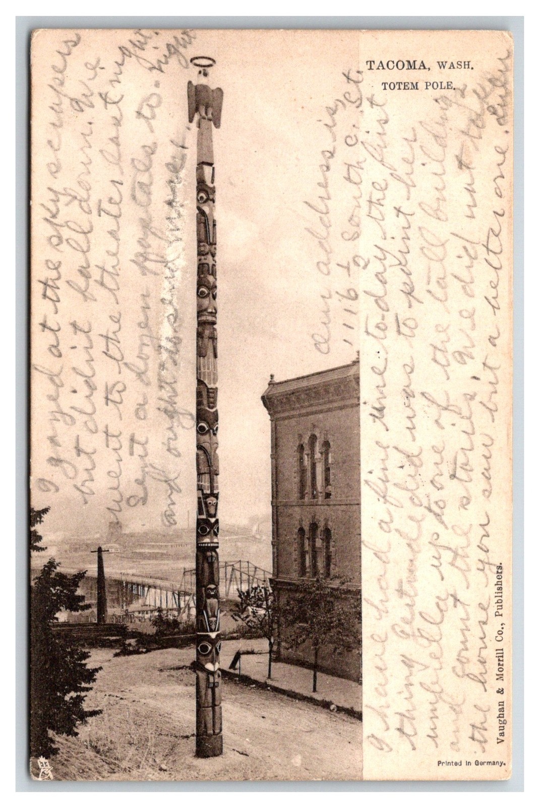 Tuck RPPC Tacoma 1904 Washington Totem Pole Native American Indian Muckleshoot
