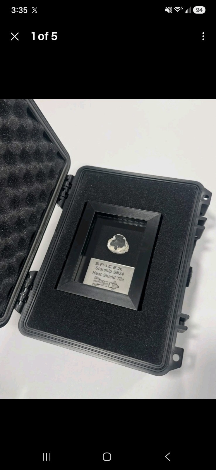 SpaceX Starship SN24 BN7 Heatshield Tile With Shadowbox and Premium Case + COA