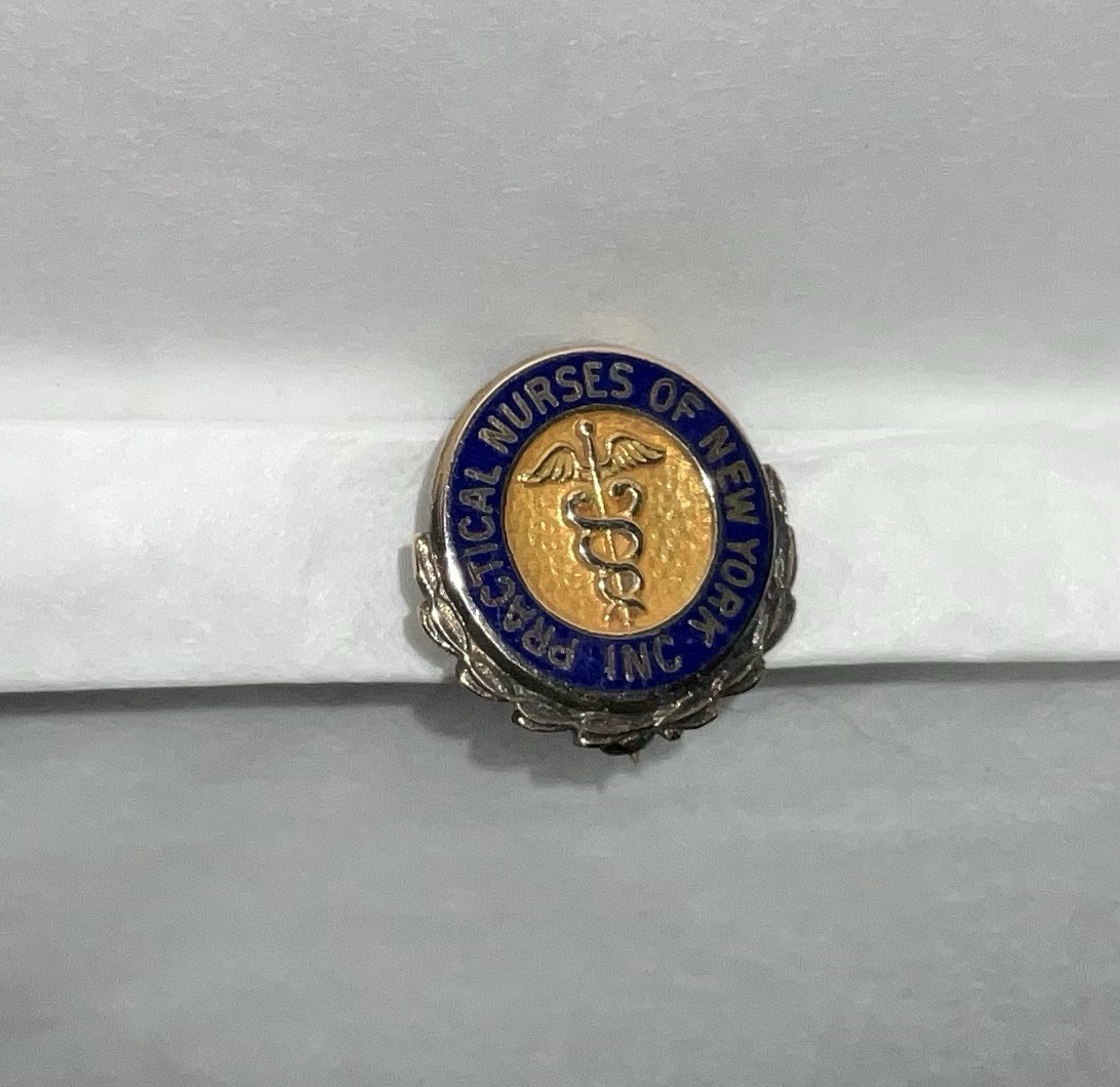 Vintage 10K Gold Blue Enamel Practical Nurses of New York Pin