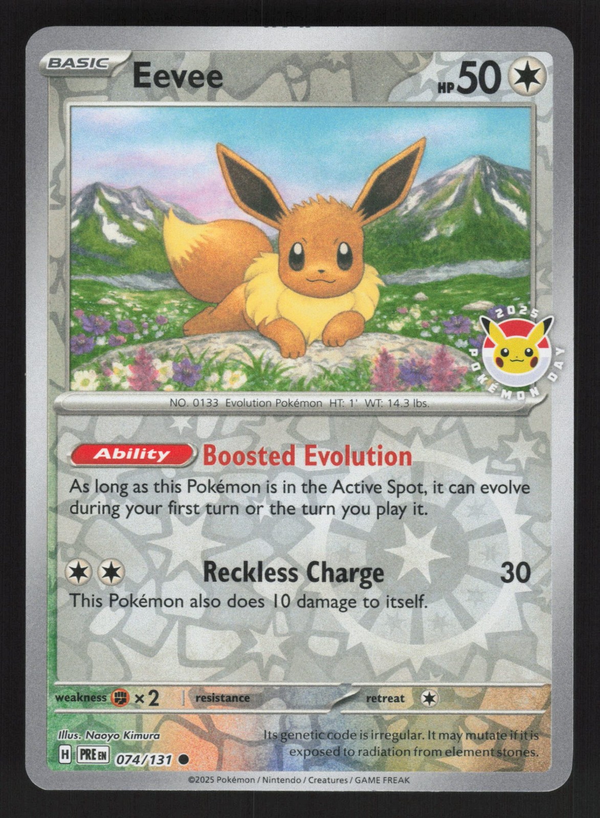 English NM Eevee (Pokemon Day 2025) (Re... 074/131 MCAP Reverse Holofoil Pokemon