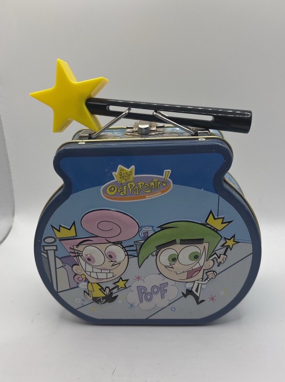 The Fairly OddParents Metal Lunchbox w/ Wand Handle Nickelodeon 5” Y2K Cosmo