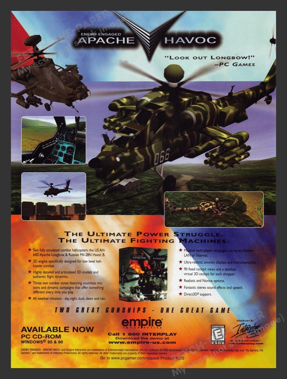 Enemy Engaged: Apache Havoc 1990s Video Game Print Advertisement 1999