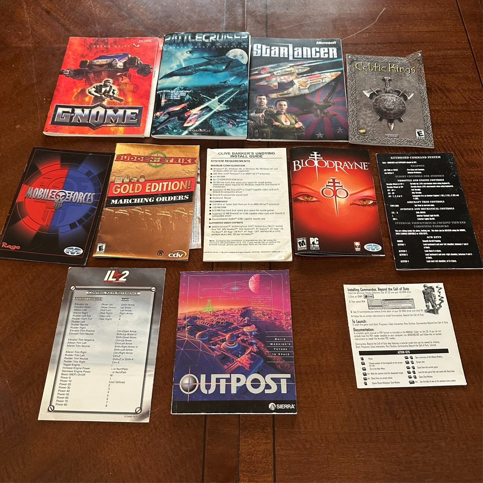 PC Game Manual & Art Lot – G-Nome, BloodRayne, Outpost, Undying + More