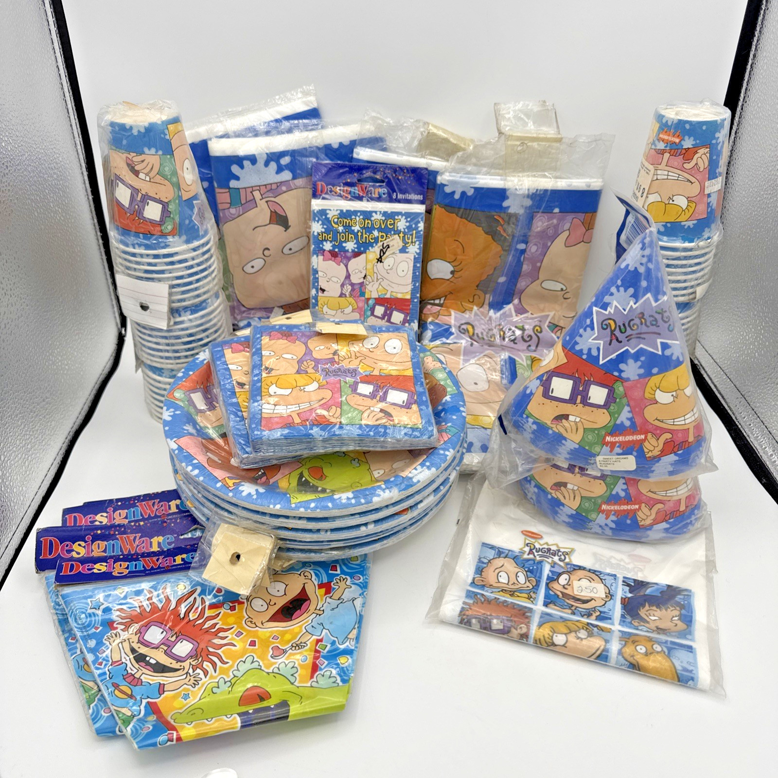 Vintage Nickelodeon Rugrats Party Supplies Lot Plates Cups Hats Napkins Decor NO