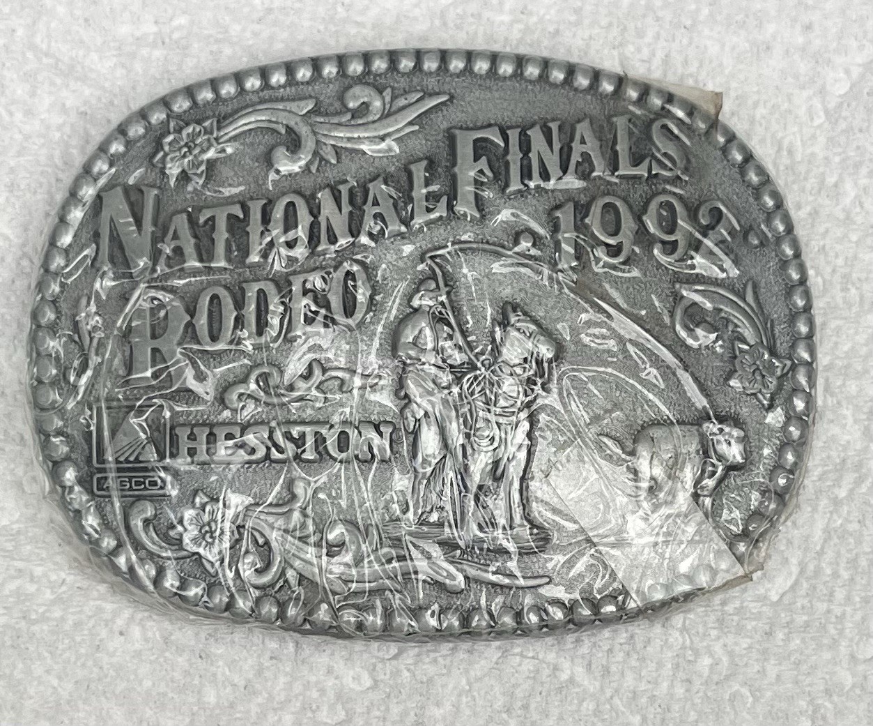 Sealed 1992 Hesston National Finals Rodeo NFR Adult Belt Buckle