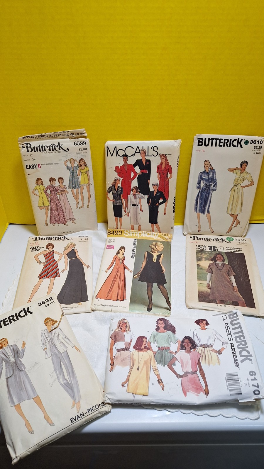 Vintage Sewing Pattern Lot of 8– Butterick, McCall's, Simplicity 1970s & 1980s