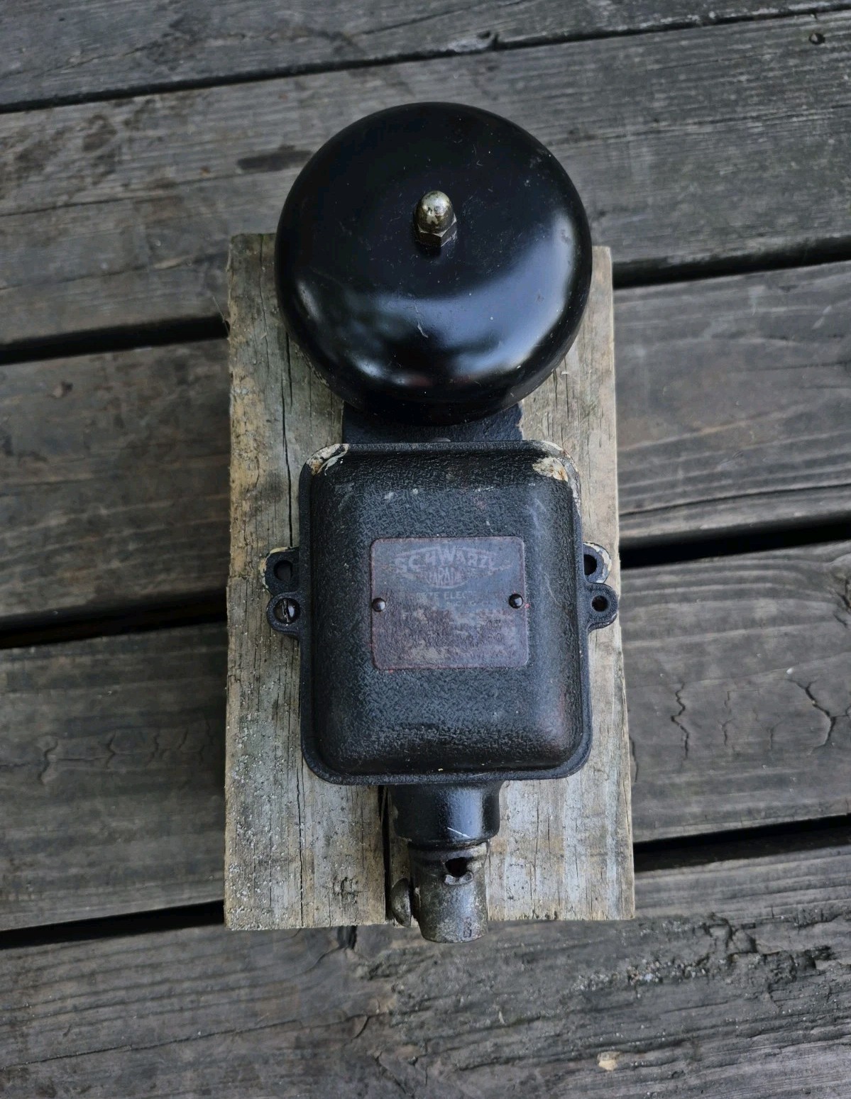 Vintage Antique Shwarze Faraday Electric Fire Alarm