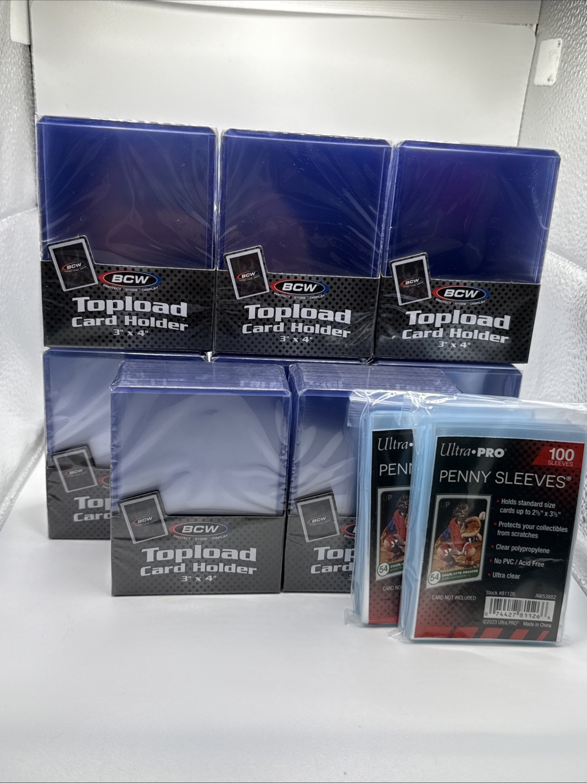 BCW 3X4 35pt Standard Toploaders 8 Packs of 25 (200) with 200 Ultra Pro Sleeves