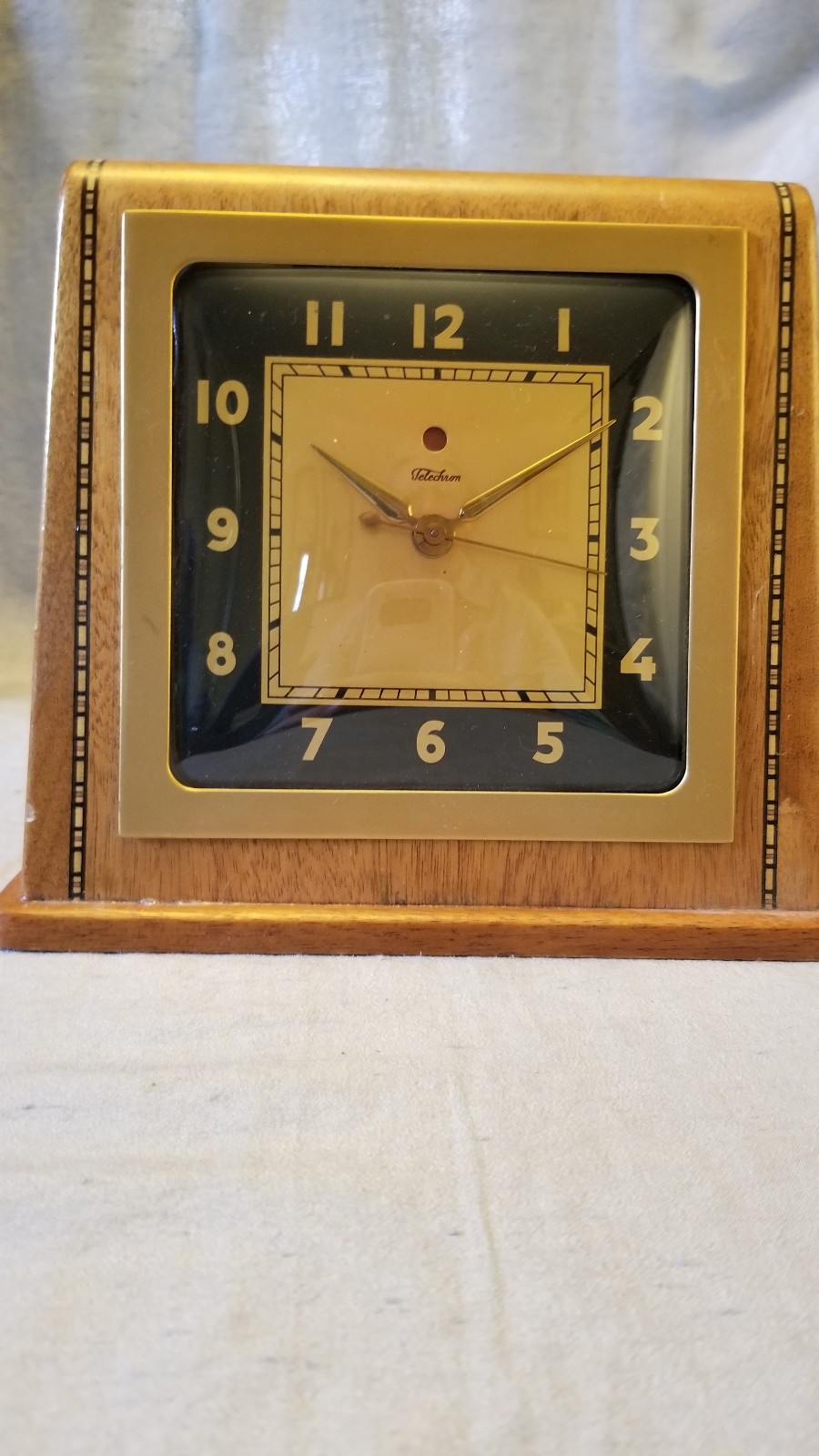 Telechron 1930’s “Pharoah” 4F61 Mahogany And Inlay Desk Clock Working
