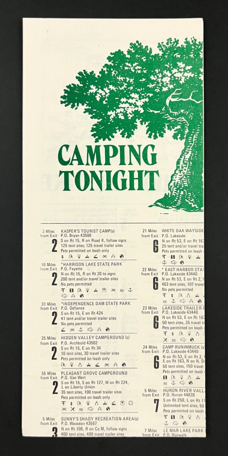 1973 Ohio Turnpike Camping Campground Sites Directory Vintage Travel Brochure