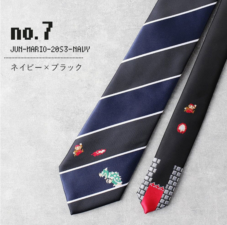 Super Mario Bros. Tie   -#7 navy- Bandai Nintendo Game Polyester Japan