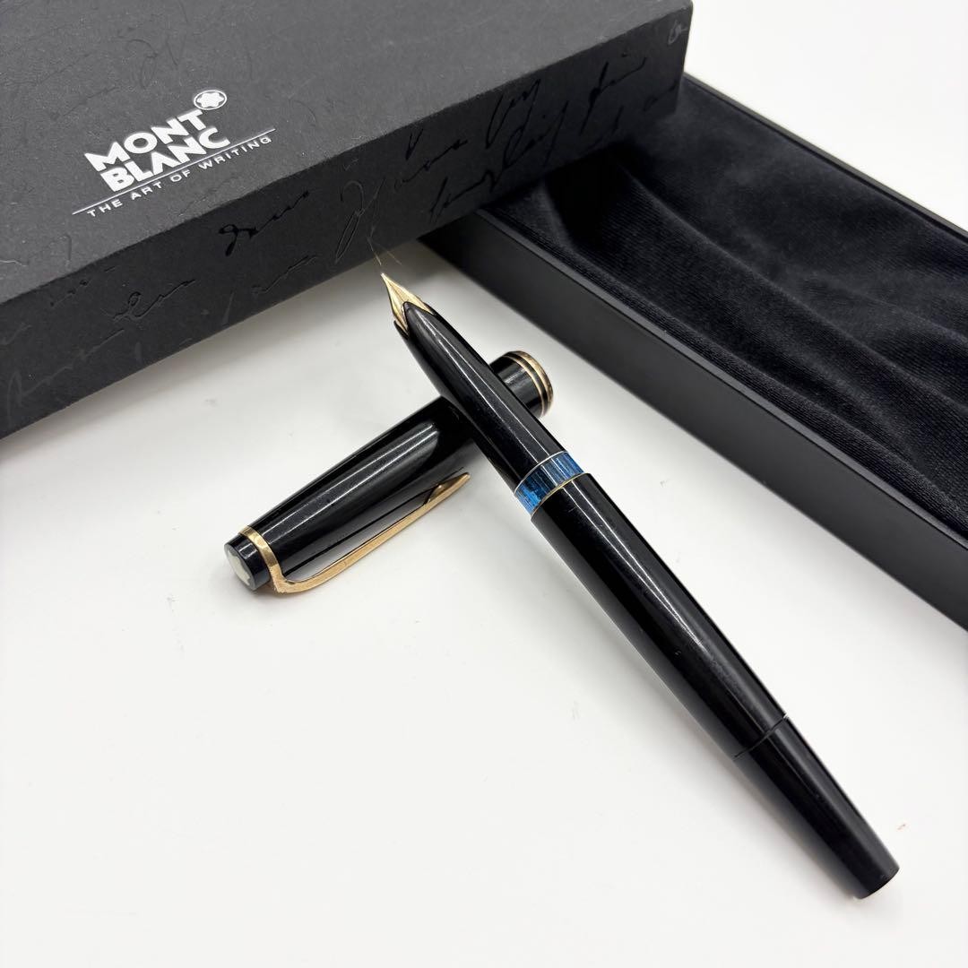 Montblanc No 22 Fountain Pen 1960s 14K Gold Fine F Nib Black Japan Vintage Used