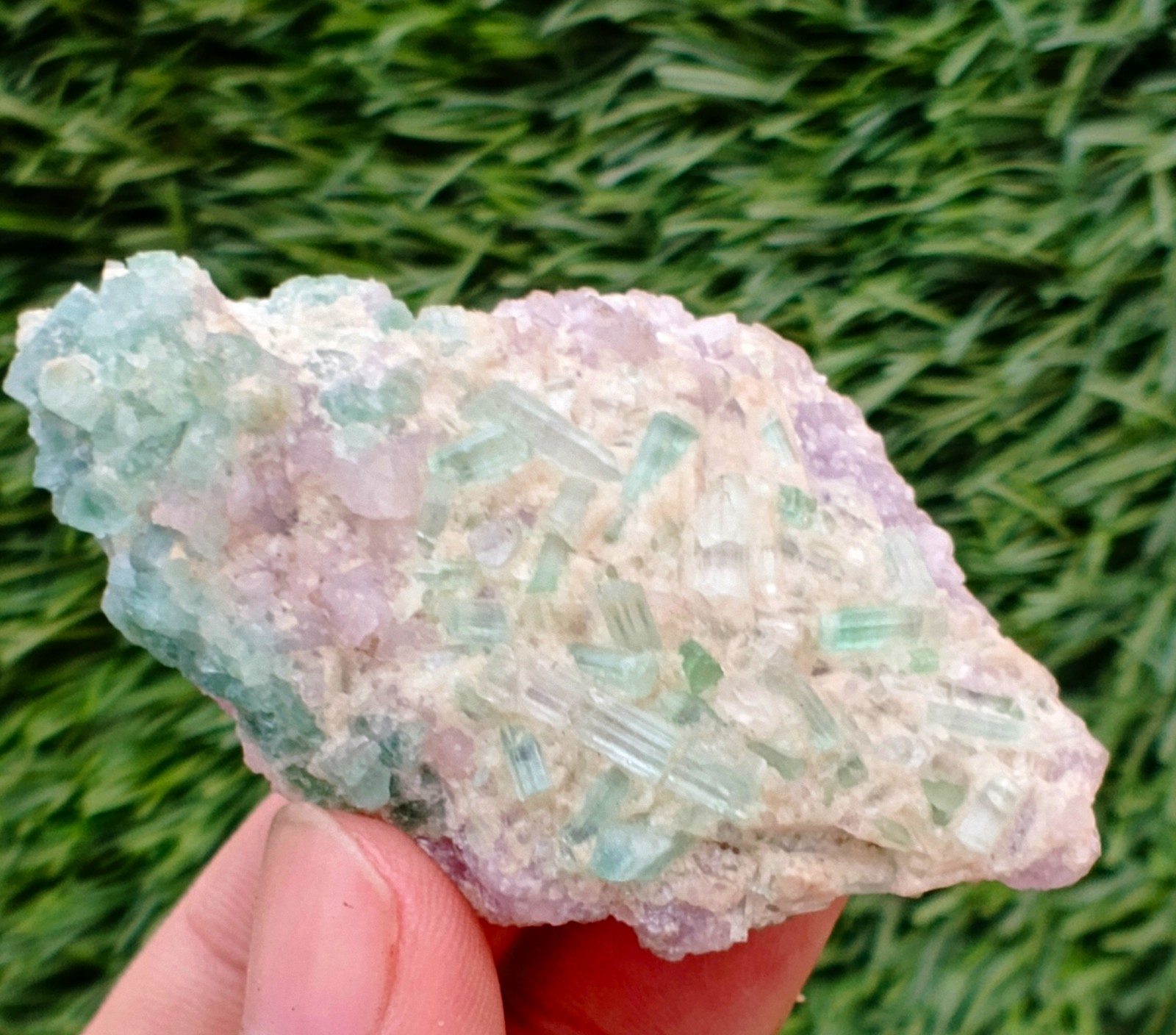 75 Gm Beautiful Tourmaline crystal cluster specimen with Lepidolite Mica on Matr