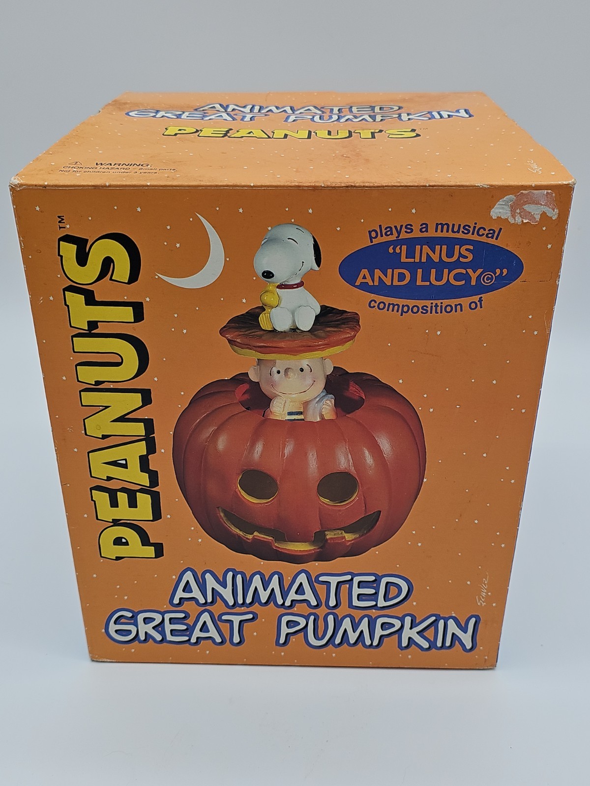 Vtg. Gemmy Halloween  Peanuts Animated Great Pumpkin w/Box Parts Or Repair Read