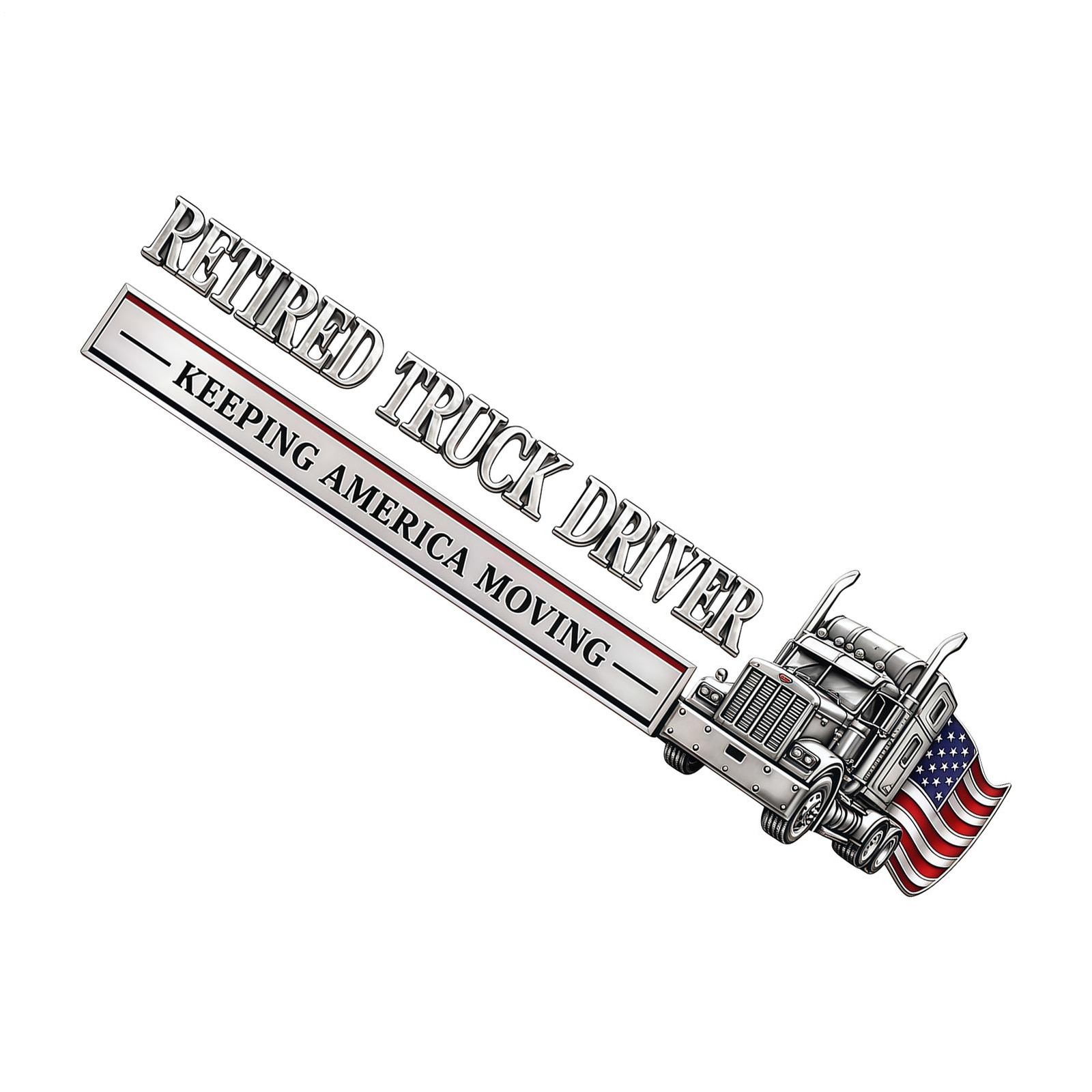 Retired Truck Driver Car Emblem Badge Universal Truck Driver Edition Emblem Car