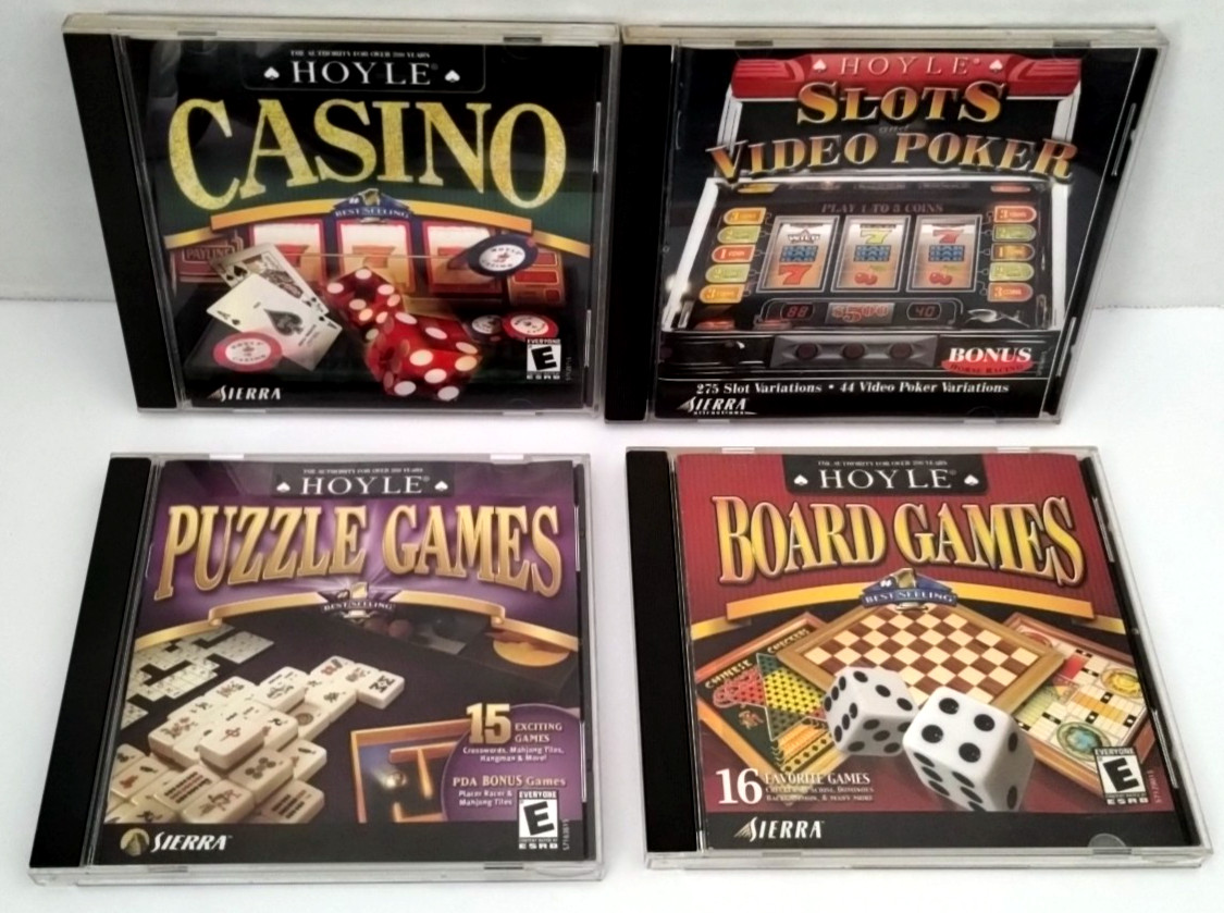 Lot of 4 Hoyle PC CD Rom Games 1999-2002 Casino,Board,Puzzle,Slots + Video Poker