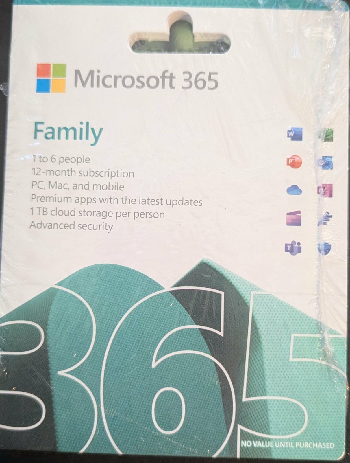Microsoft 360 Family Subscription Card NO VALUE/NOT ACTIVATED Collectible