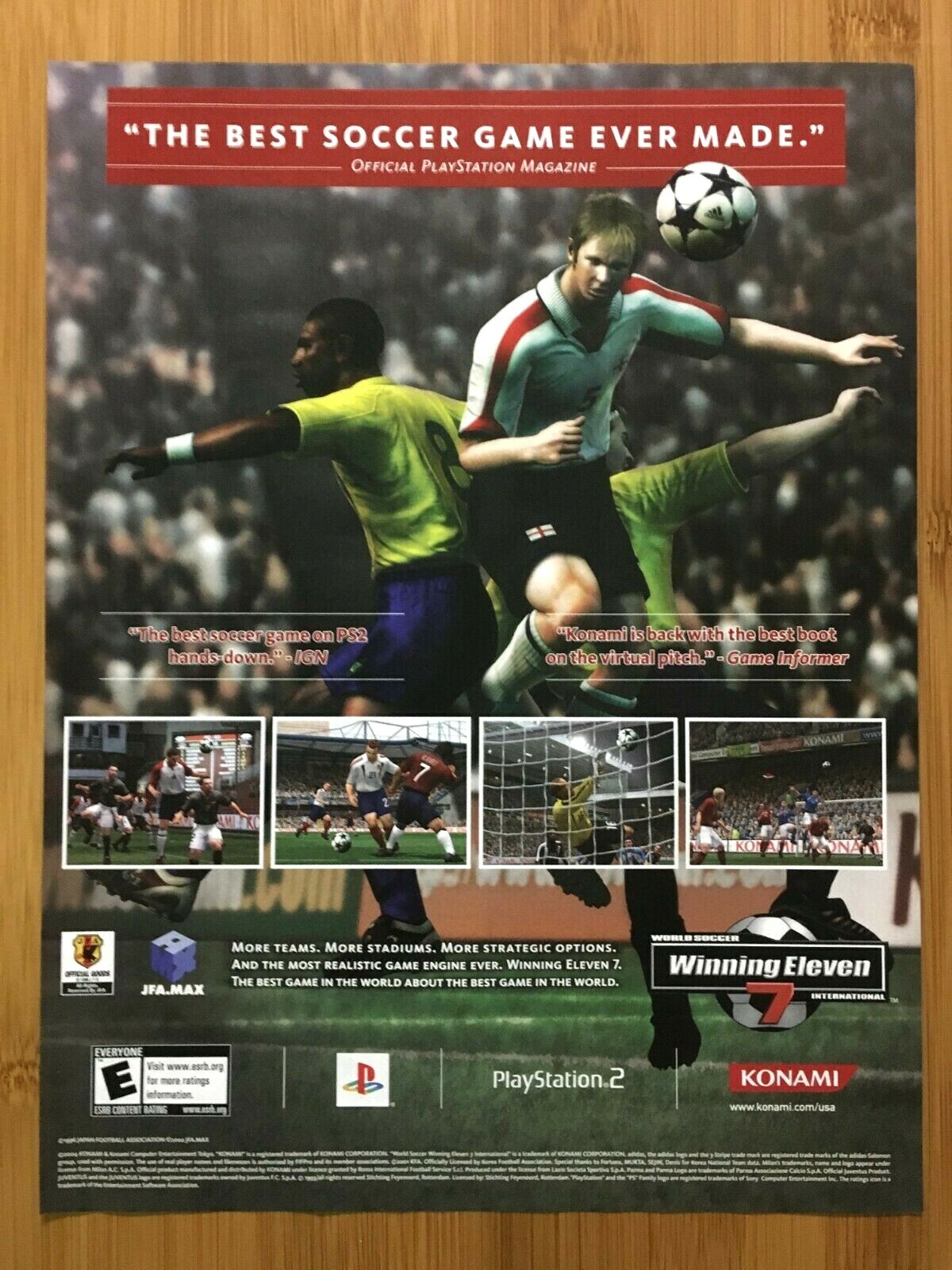 2004 World Soccer Winning Eleven 7 PS2 Vintage Print Ad/Poster Futbol Game Art