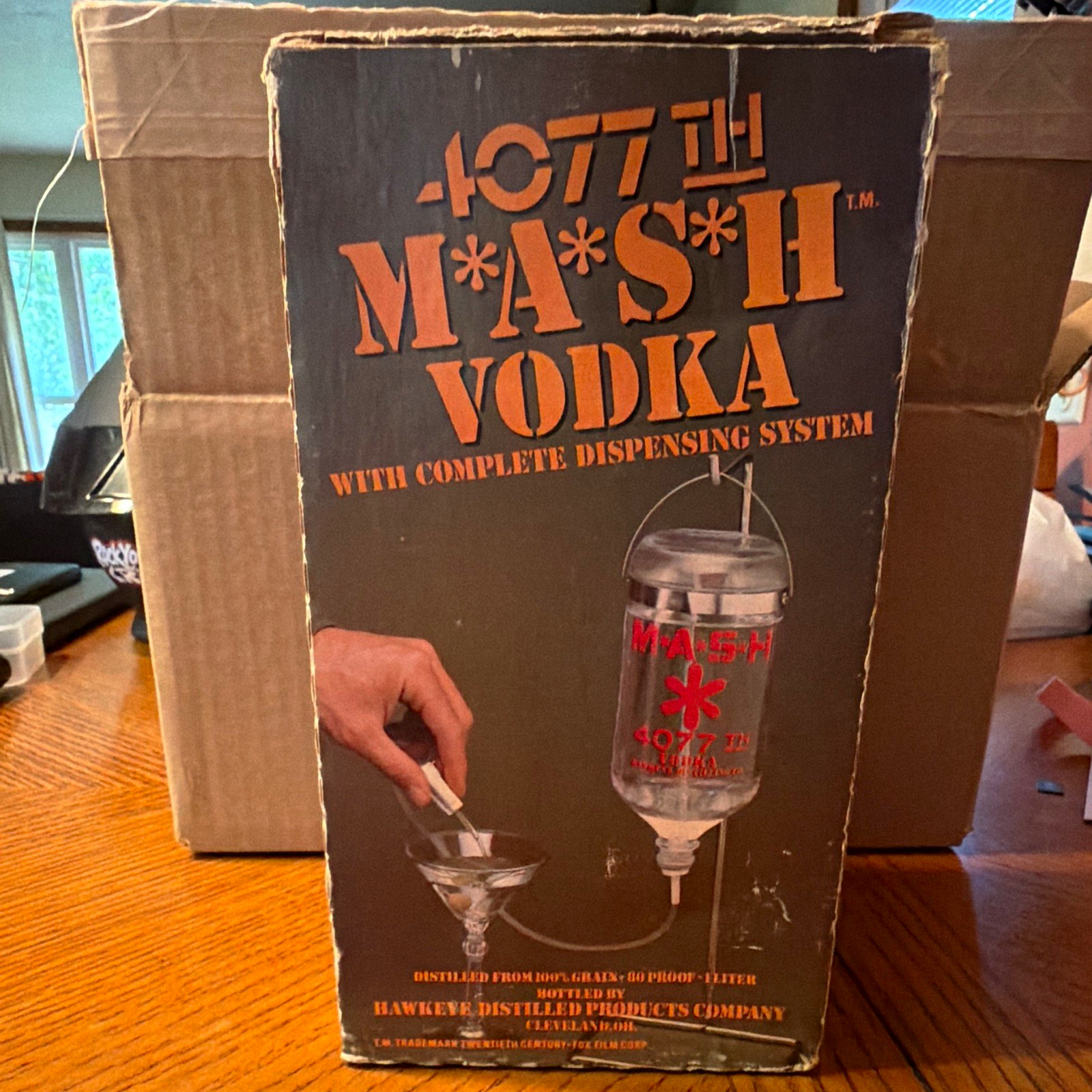 4077th Mash Vodka Advertising Bottle w/  Dispensing System in Box,please read