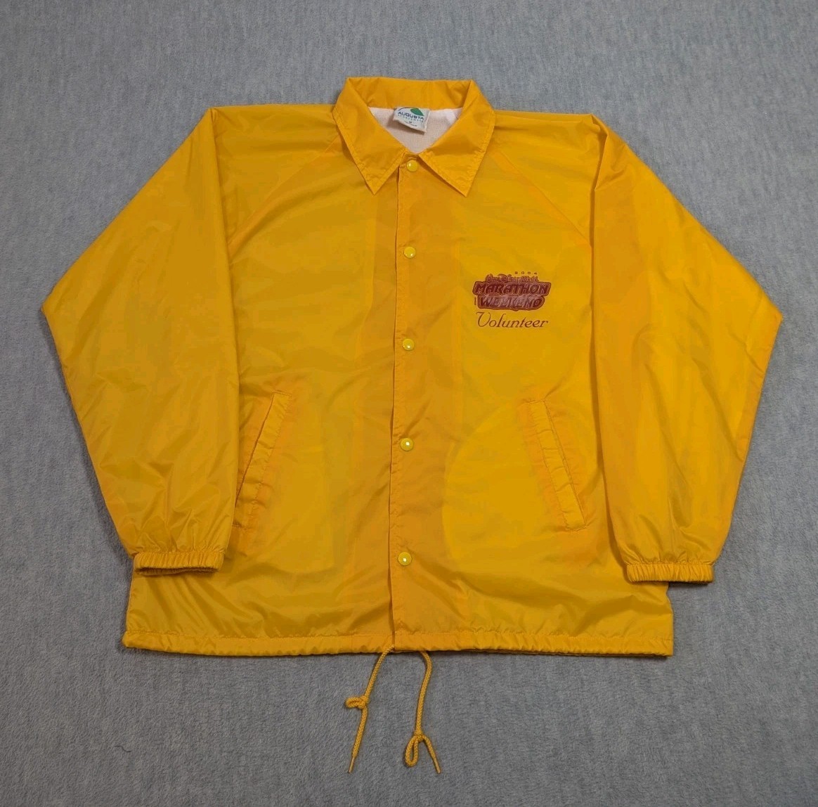 Vintage Disney World 2004 Marathon Weekend Volunteer Jacket Yellow Medium Wind