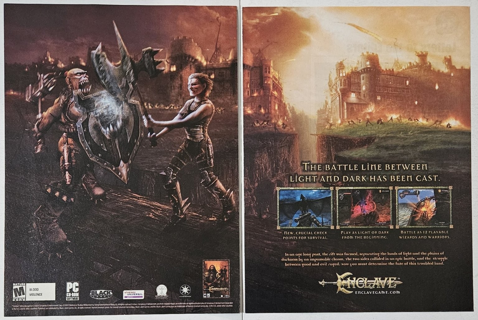 Enclave Vintage Magazine Print Ad 2-Page Spread Fantasy RPG PC Game 2003
