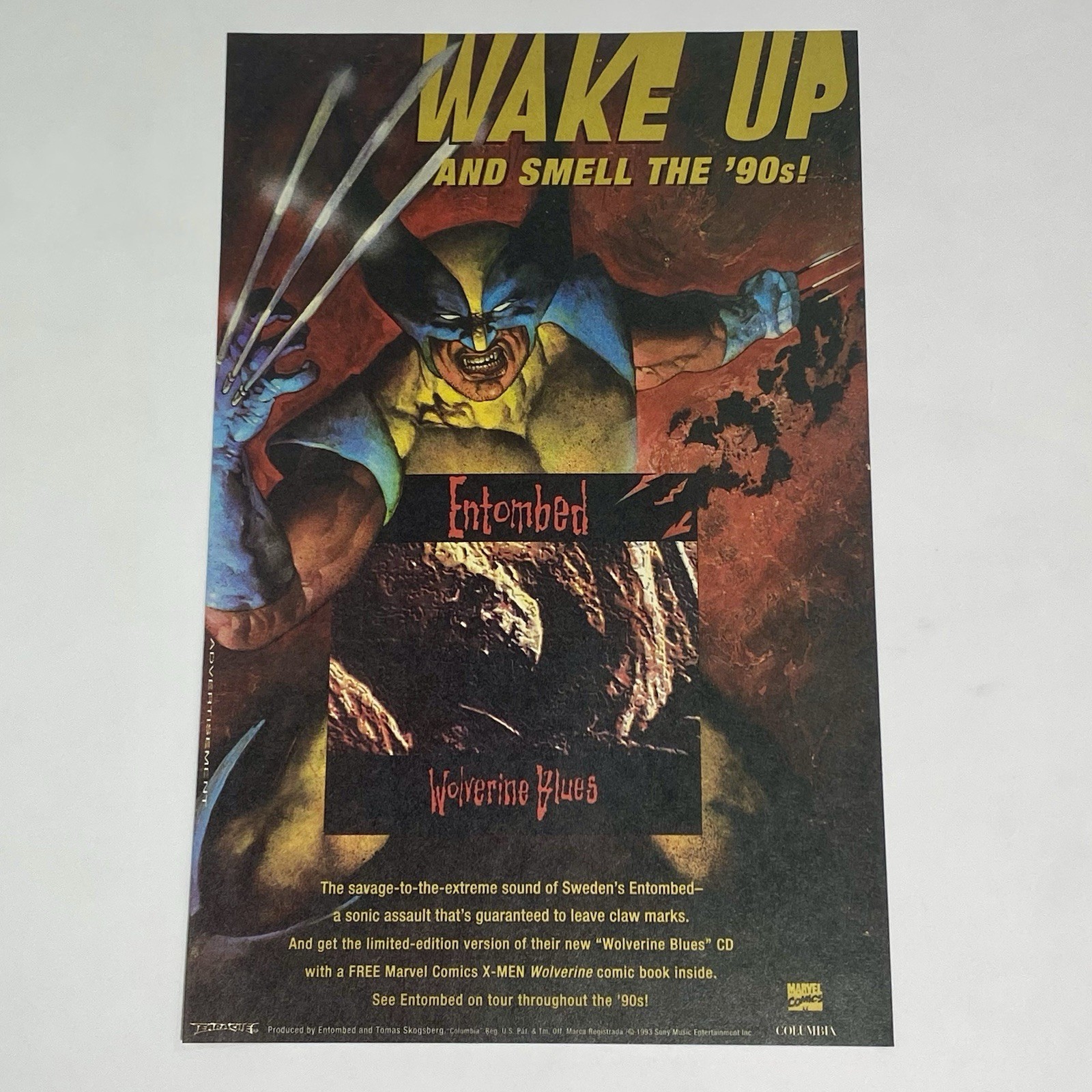 1993 Entombed Wolverine Blues CD Wake Up & Smell The '90s Print Ad  6.5 x 10.25