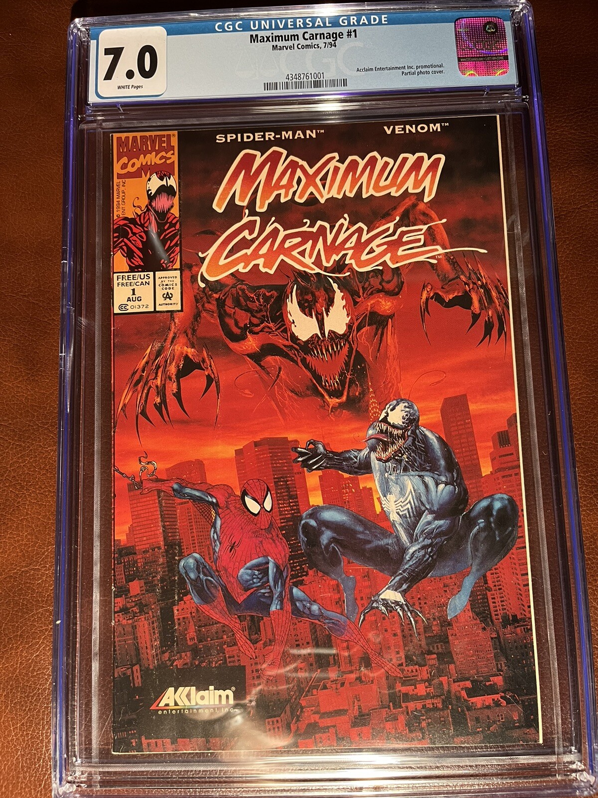 Maximum Carnage #1 ACCLAIM Promo Spider-Man Venom RARE Comic CGC 7.0 1994 Fine
