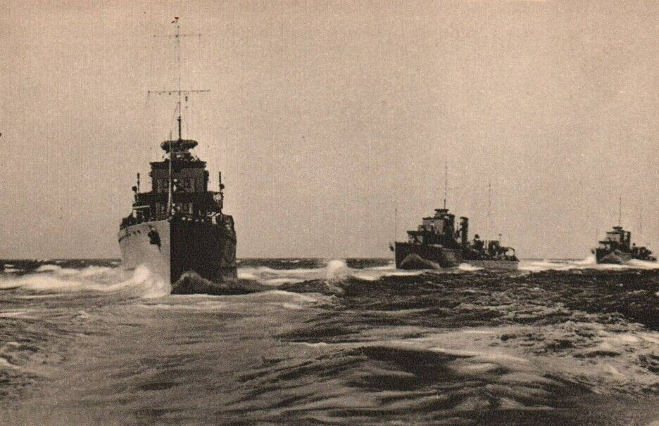 Tuck RPPC  Second Flotilla Destroyers at Speed British Royal Navy WWI