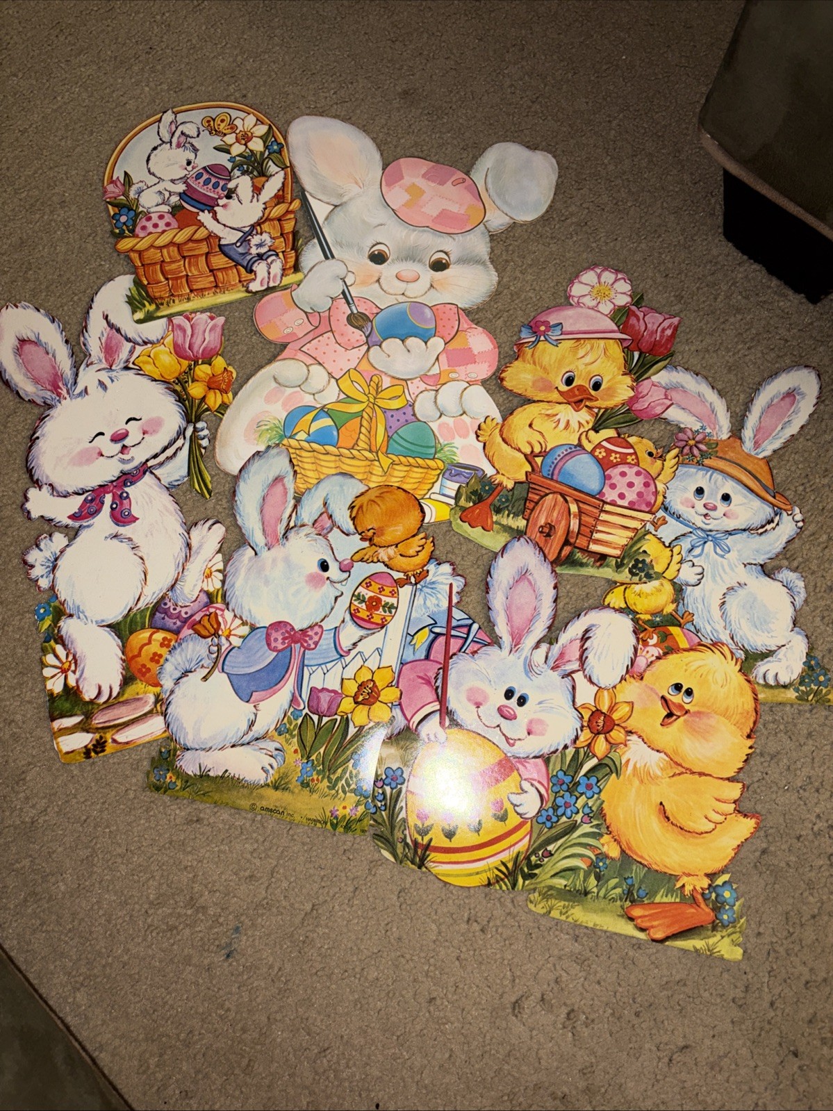Vintage Easter Bunny  Cardboard Cutouts Wall Decorations Lot