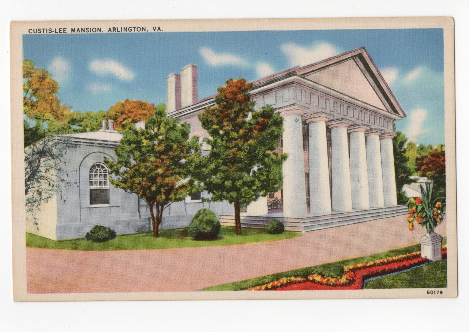 c1940 Custis-Lee Mansion Arlington VA Columns Gardens Linen Postcard 60179