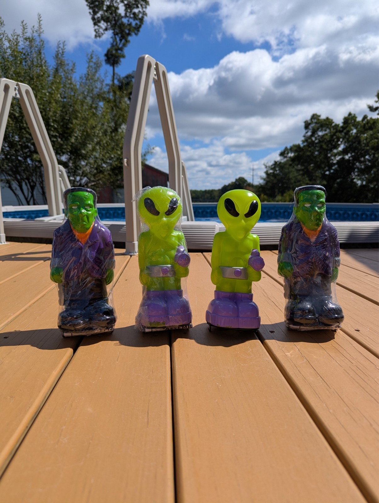 Set of 4 Vintage General Foam Plastics Light Topper Frankenstein & Alien Sealed