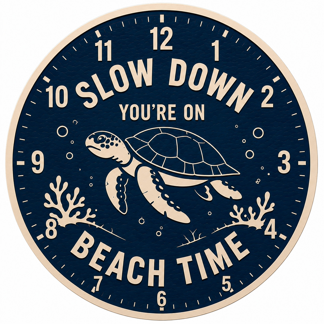 Sea Turtle Beach Time Clock | 10' 3D Printed Coastal Wall Decor