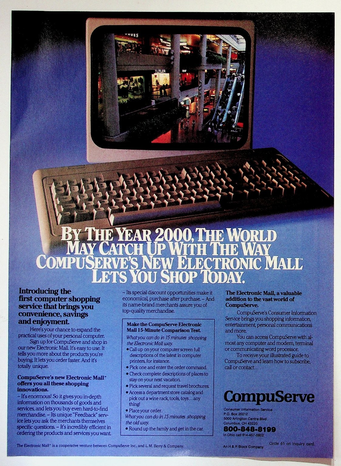 CompuServe Vintage Magazine Ad Electronic Mall Computer Shop Retro Internet