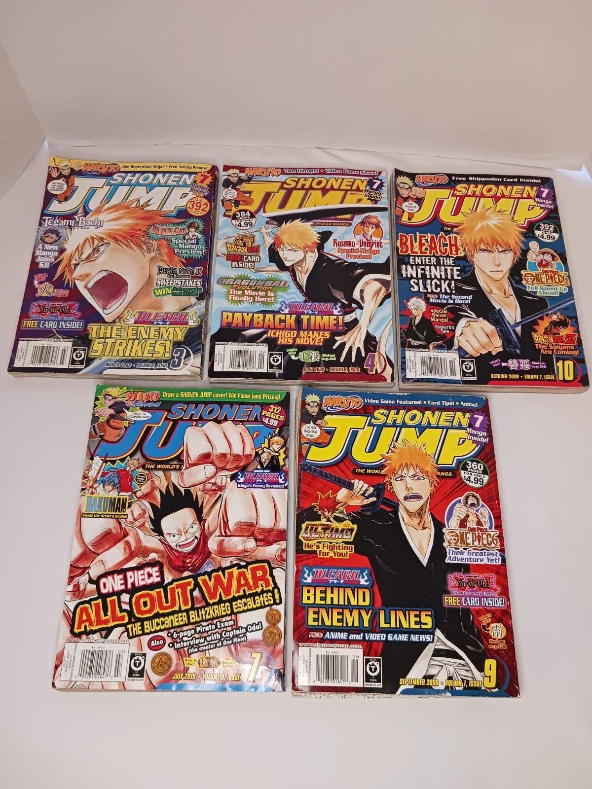 Shonen Jump 2009 2010 Lot Of 5 Bleach Naruto English Manga Magazine Lot