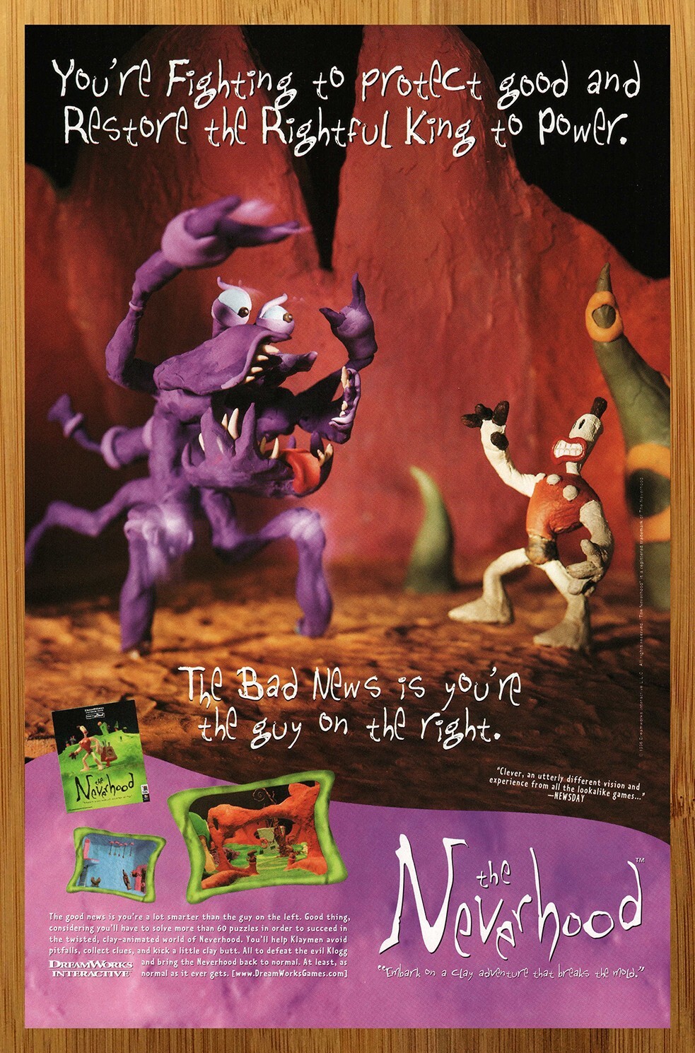 1996 The Neverhood PC Print Ad/Poster Doug Tennapel Earthworm Jim Video Game Art