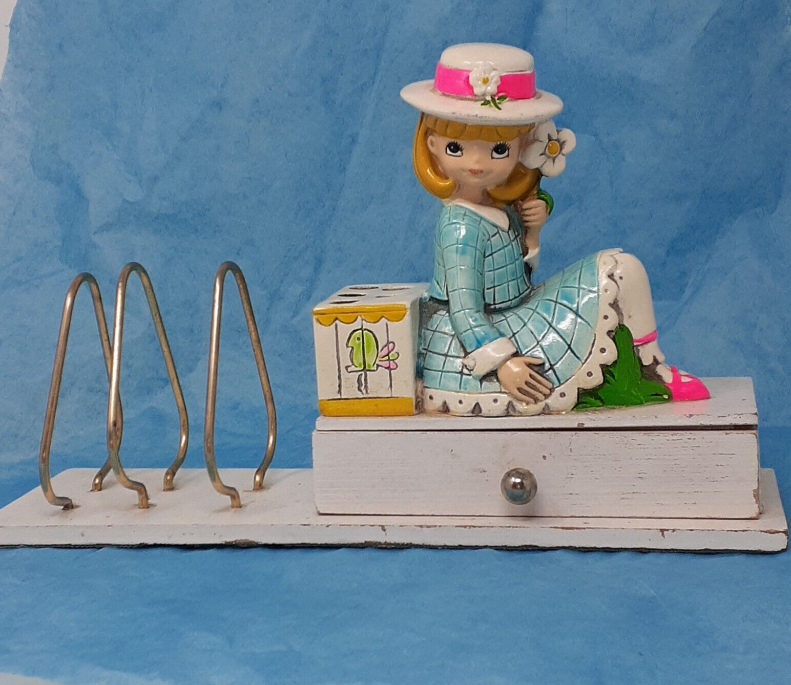 1960\'s Vintage Earl Bernard Retro Kitsch Girl Figurine Letter/Pen/Pin Holder 10\