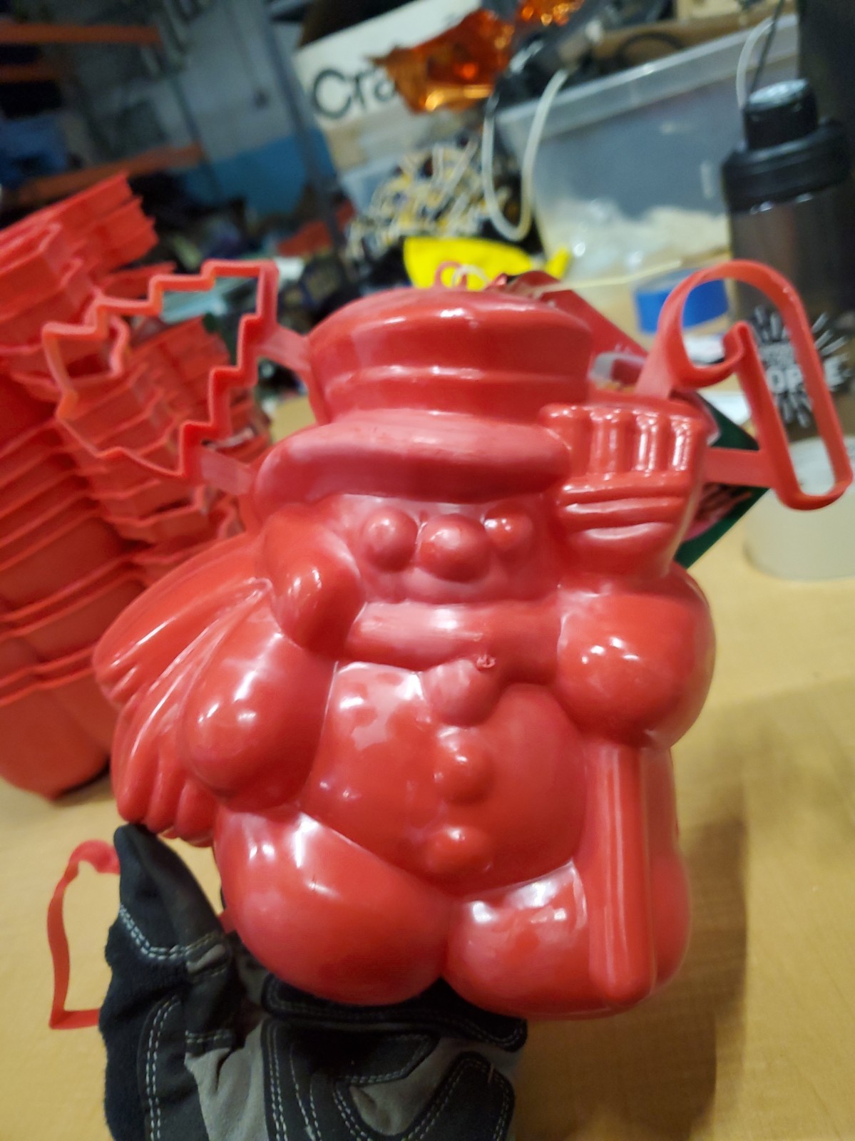 Vintage Jell-O Snowman Gelatin Mold Red Plastic 