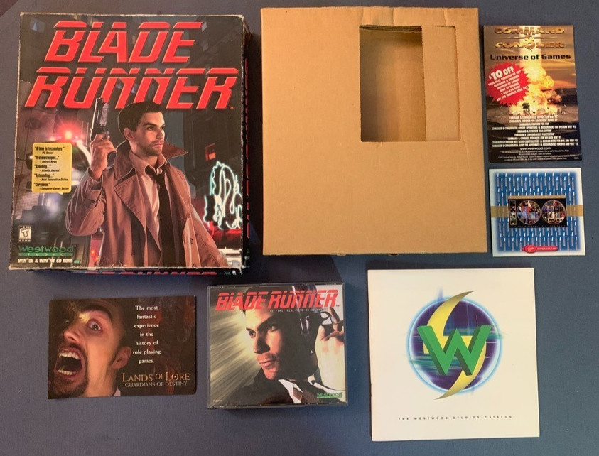Vintage 1997 Blade Runner PC Big Box Computer Video Game Receipt Westwood 4 Disc