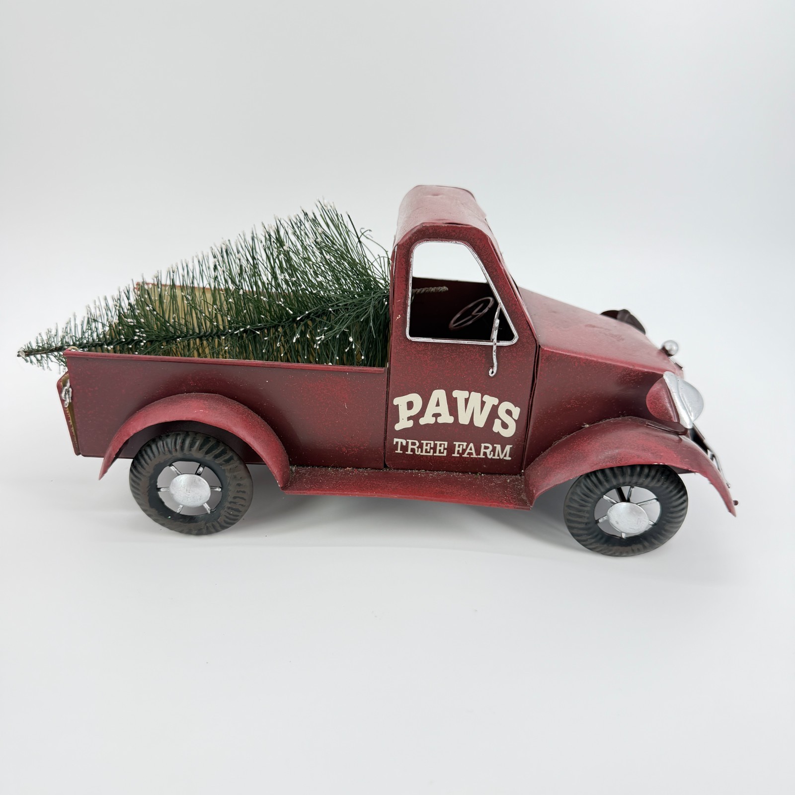 PAWS TREE FARM Tin Truck With Tree Christmas Holiday Decoration from 2008
