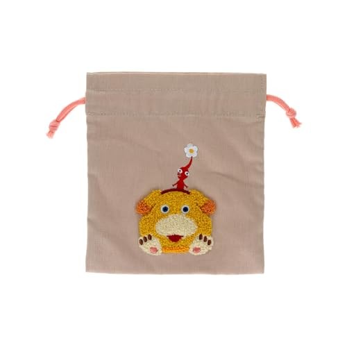 Sunstar Stationery Pikmin Nintendo Goods Drawstring Bag Sagara Embroidery Beige