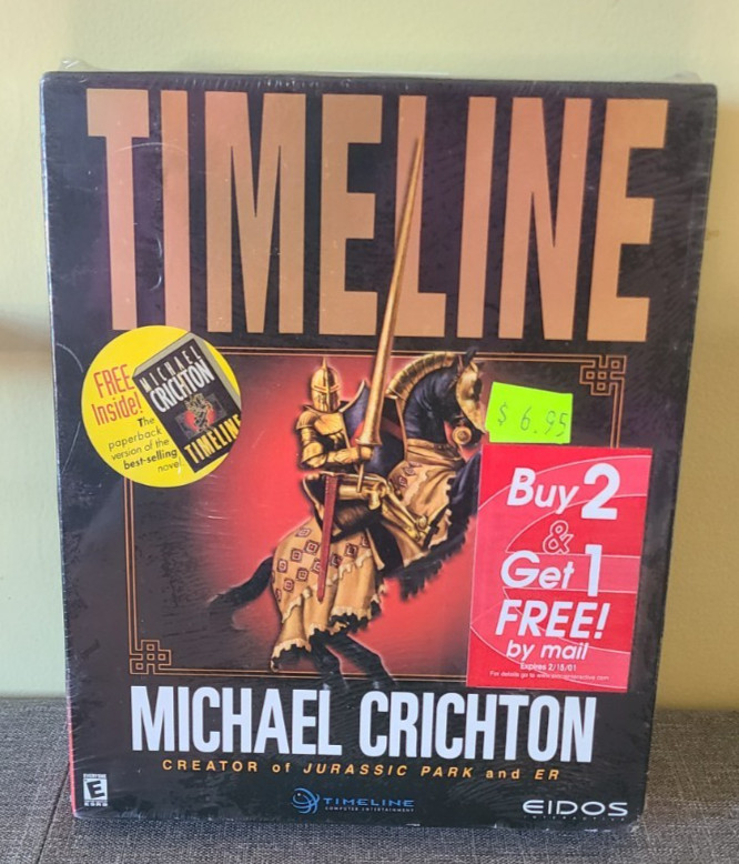 Michael Crichton TIMELINE PC Game (2000) SEALED with TIMELINE Paperback inside