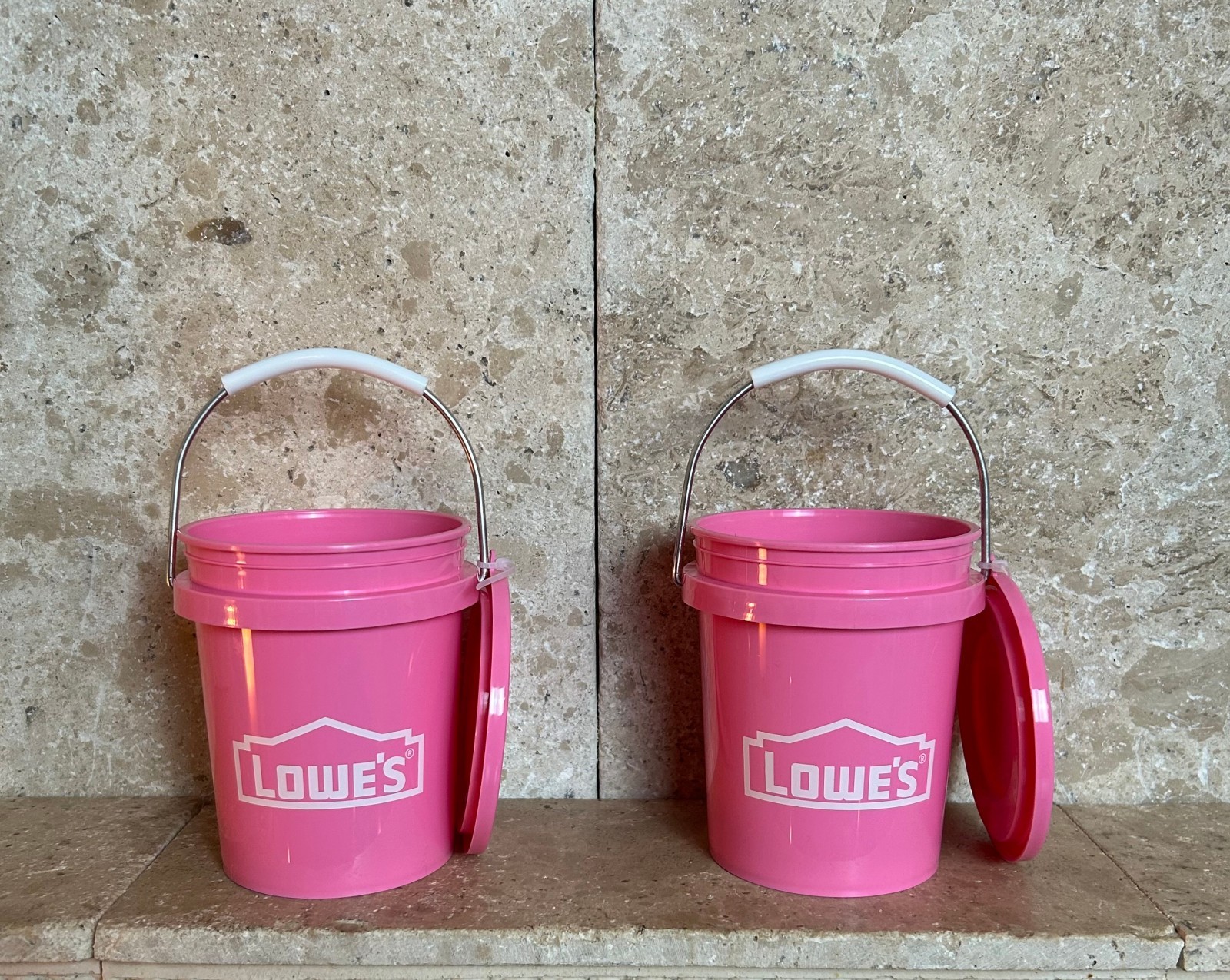 LOT OF 2 - Lowe's Pink and/or Blue Mini Buckets Trending New Lowes Mini Paint