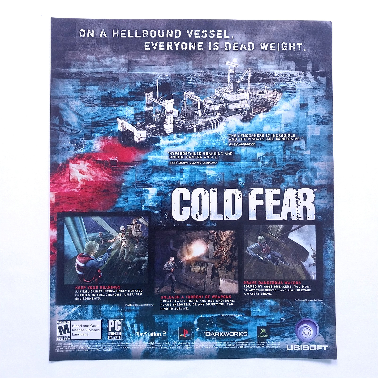 2005 Cold Fear Vintage Print Ad Horror Game Promo 2000s Ready to Frame Wall Art
