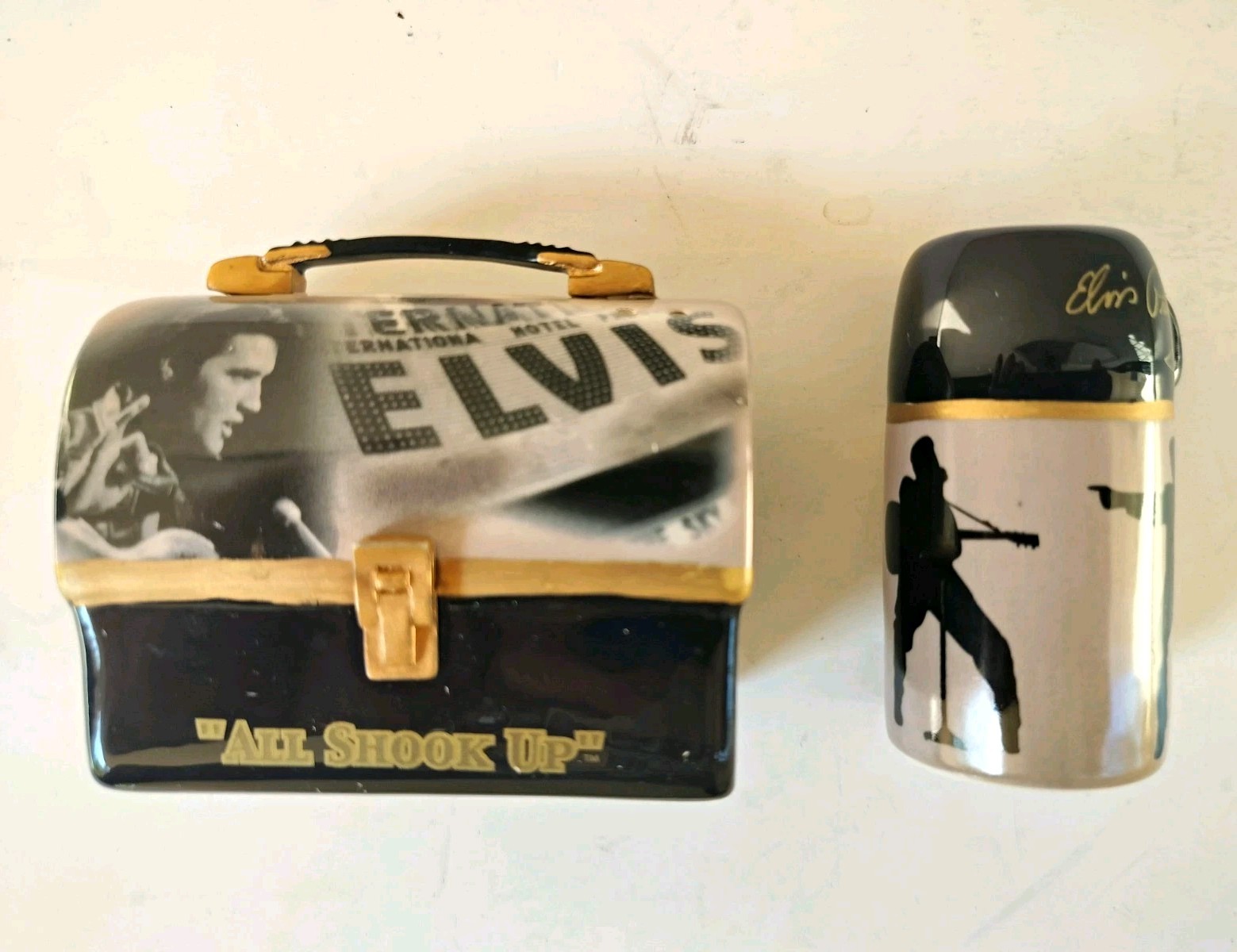 Vintage Elvis Presley Lunchbox Salt and Pepper Shakers Set