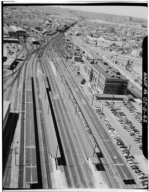 Photo:New Haven Connecticut 1960s Railroad Yards Station Shops Aerial View