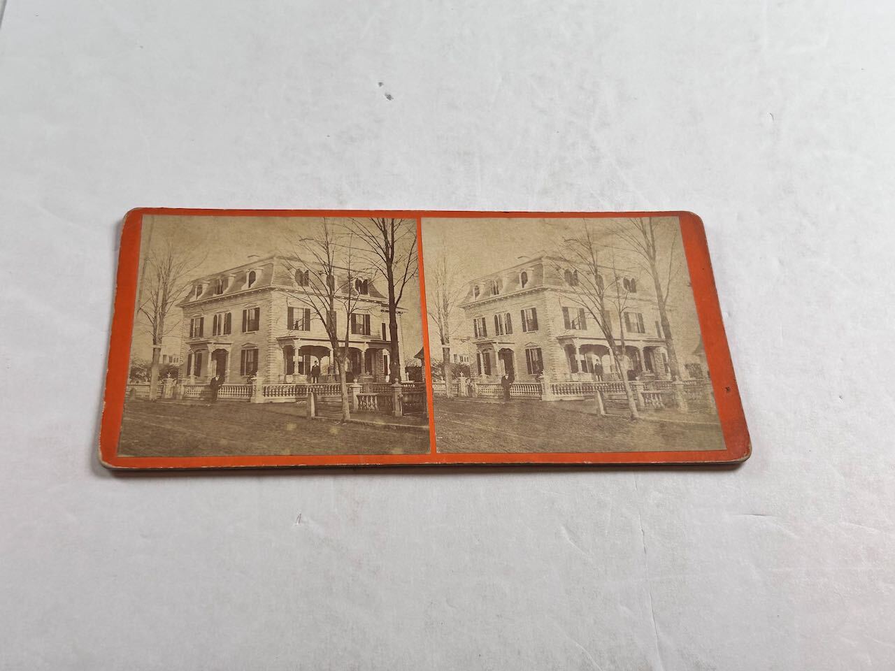 Stereoview Photo Residence of Thos J Clark Maine?