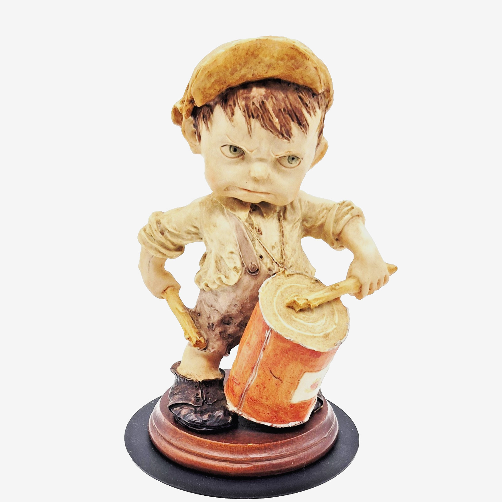 Guiseppe Armani Style Drummer Figurine Boy Gulliver\' Beating Can Sculpture