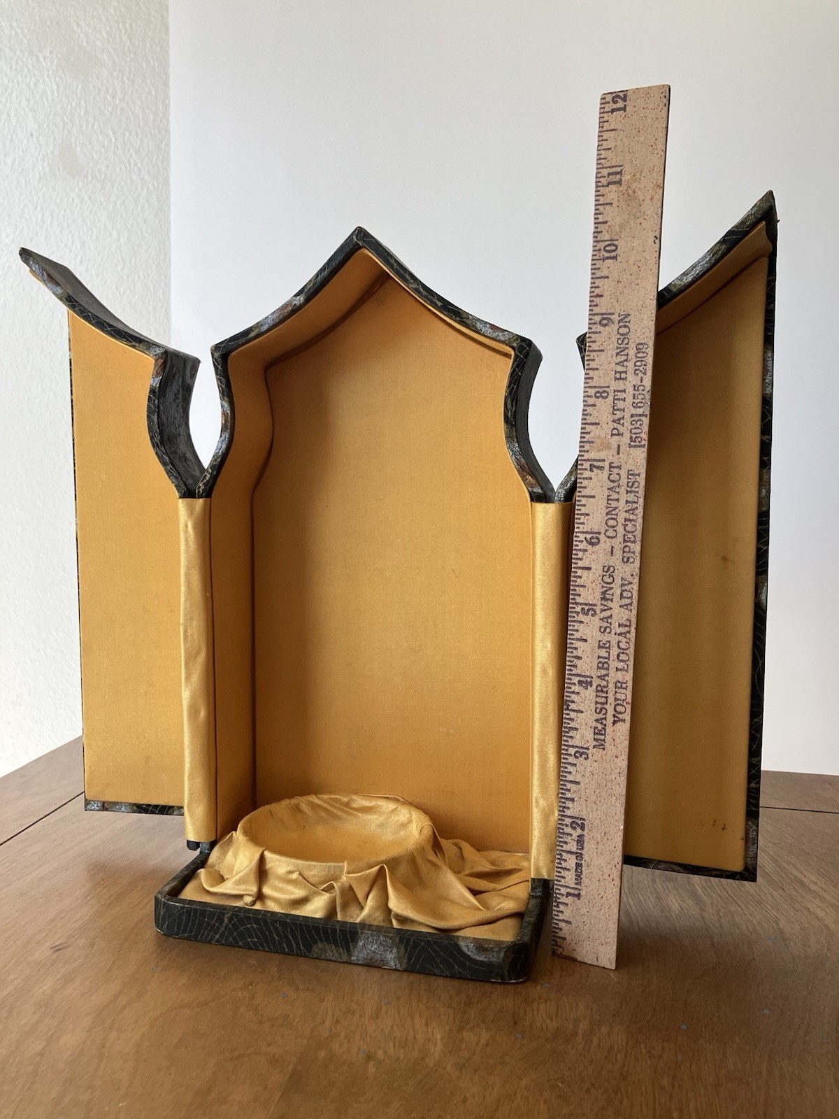 Antique Presentation Box Peacock Feathers Rare Large Old 10 3/8” Unusual Case