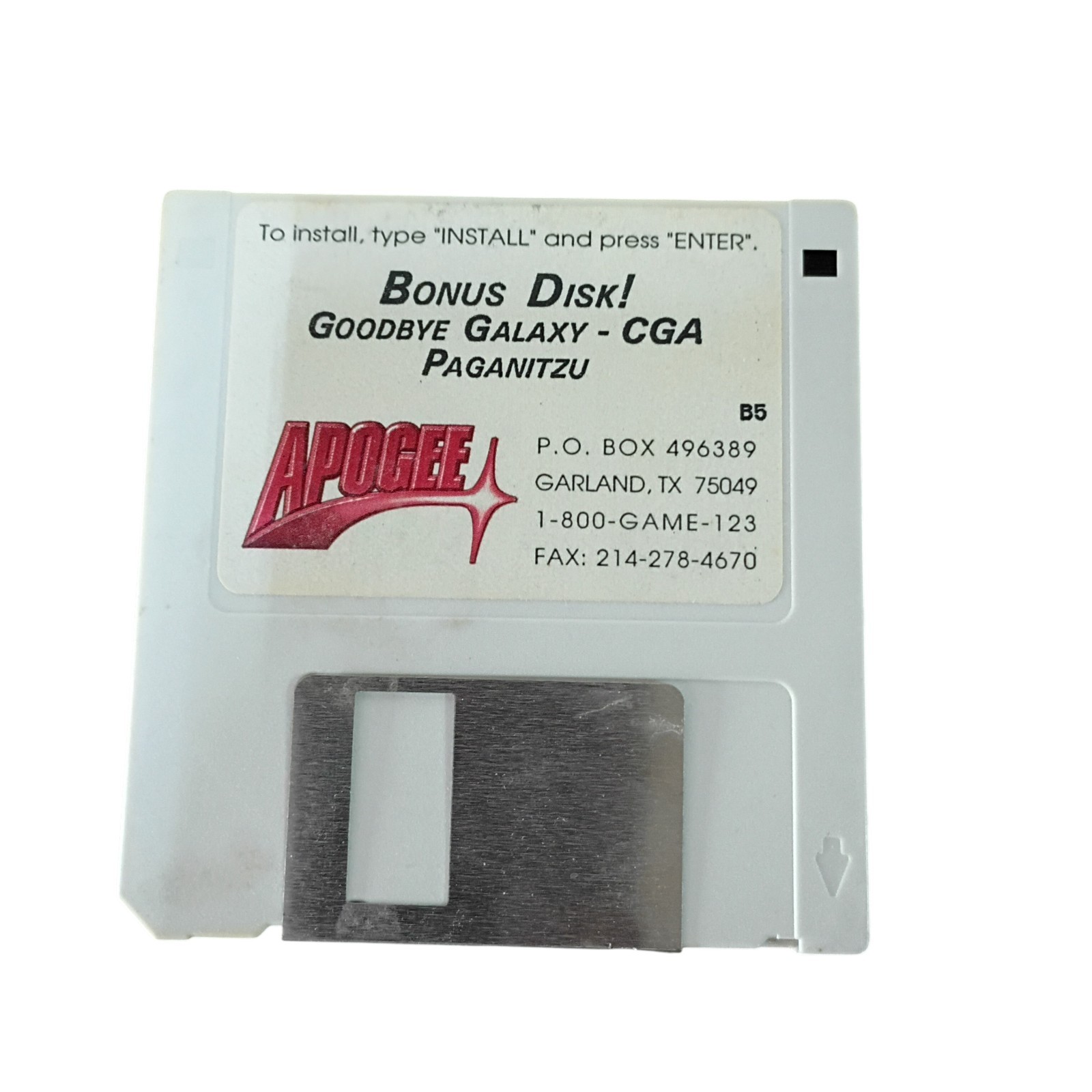 Apogee Bonus Disk Goodbye Galaxy - CGA Paganitzu PC 3.5